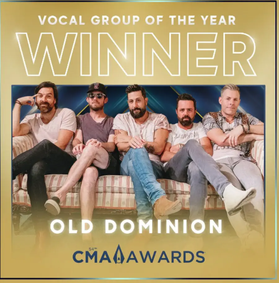 2020 CMA Awards Old Dominion Wins Vocal Group of the Year